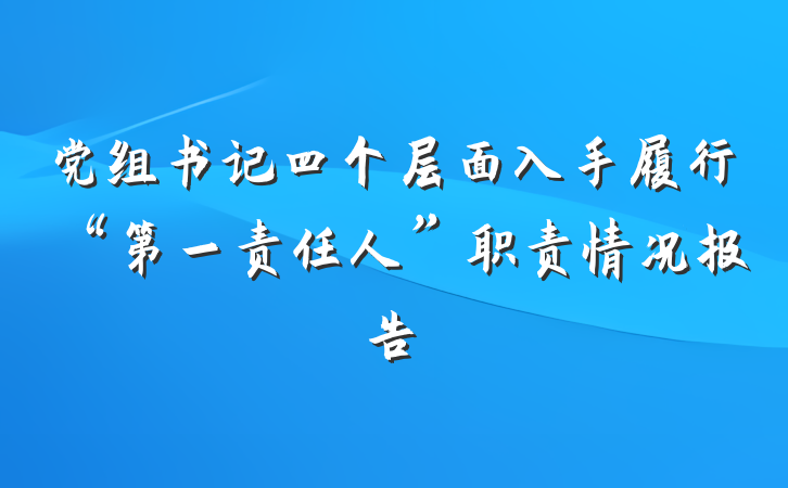 党组书记四个层面入手履行“第一责任人”职责情况报告