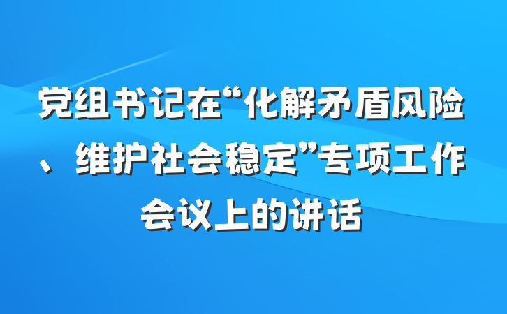 党组书记在“化解矛盾风险、维护社会稳定”专项工作会议上的讲话