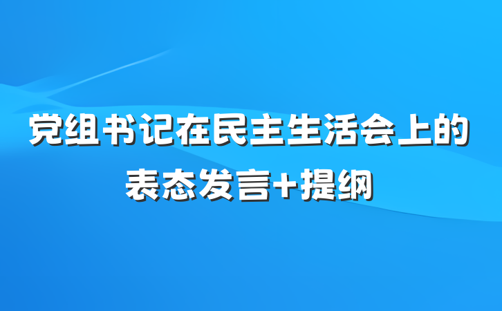 党组书记在民主生活会上的表态发言 提纲