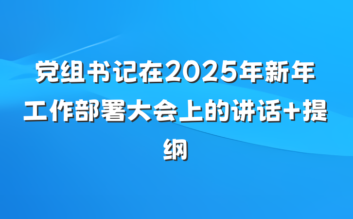 党组书记在2025年新年工作部署大会上的讲话 提纲