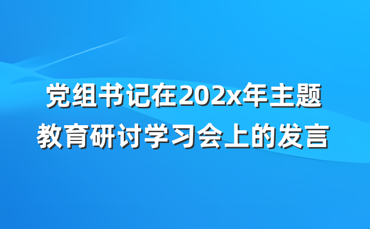 党组书记在202x年主题教育研讨学习会上的发言