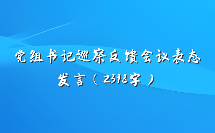 党组书记巡察反馈会议表态发言（2398字）