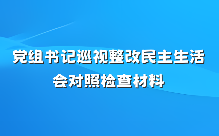 党组书记巡视整改民主生活会对照检查材料
