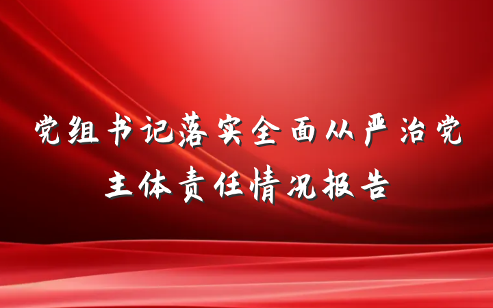 党组书记落实全面从严治党主体责任情况报告