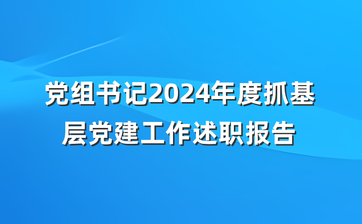 党组书记2024年度抓基层党建工作述职报告