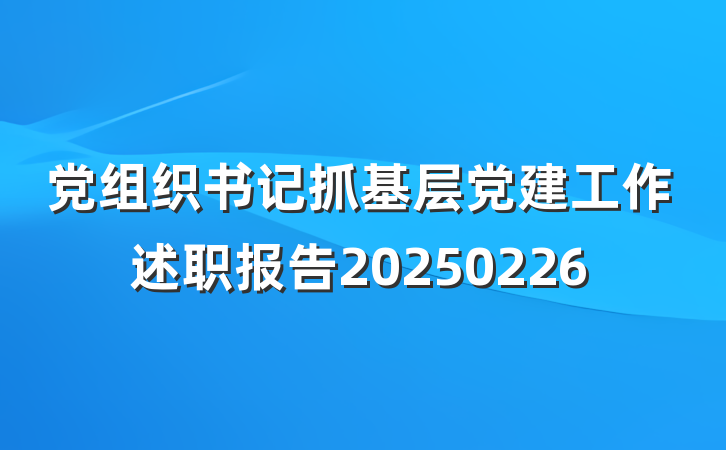 党组织书记抓基层党建工作述职报告20250226