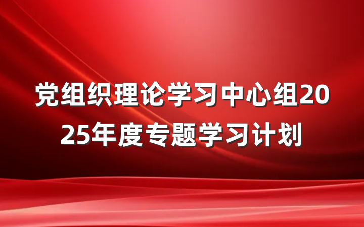 党组织理论学习中心组2025年度专题学习计划