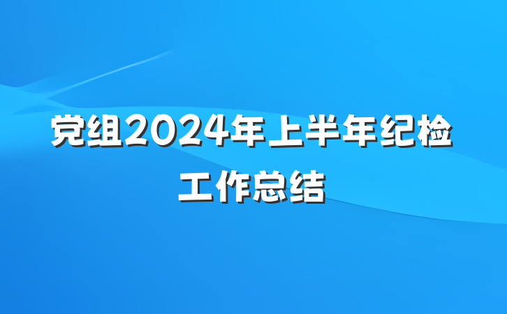 党组2024年上半年纪检工作总结