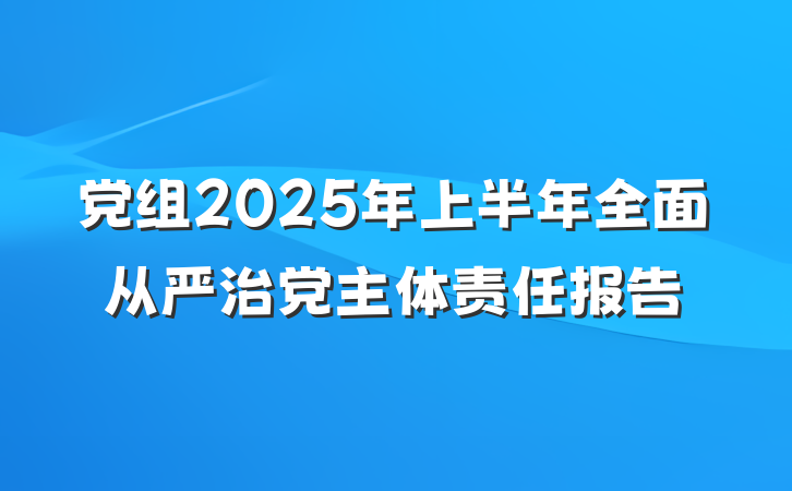 党组2025年上半年全面从严治党主体责任报告