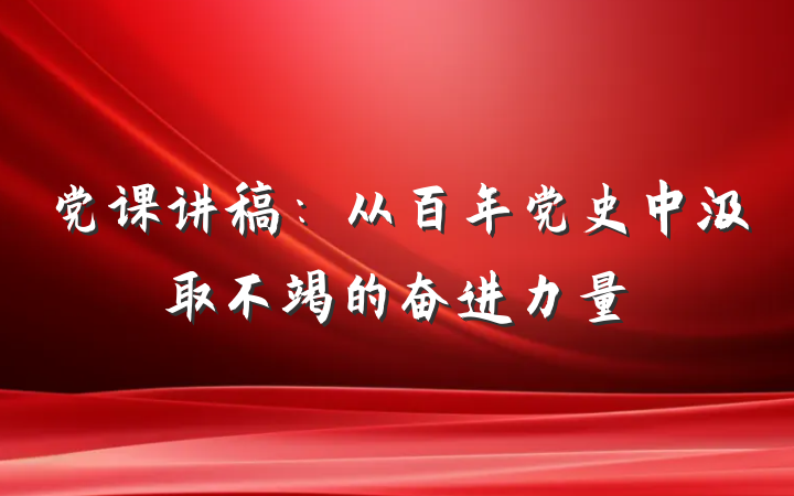 党课讲稿：从百年党史中汲取不竭的奋进力量