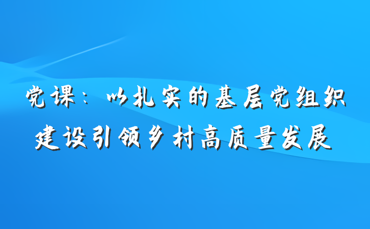 党课：以扎实的基层党组织建设引领乡村高质量发展