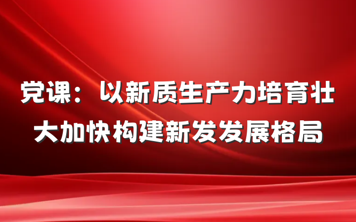 党课：以新质生产力培育壮大加快构建新发发展格局