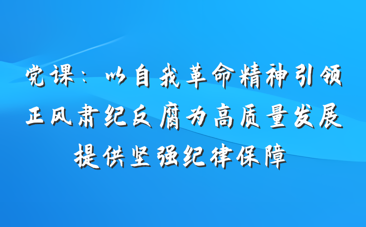党课：以自我革命精神引领正风肃纪反腐为高质量发展提供坚强纪律保障