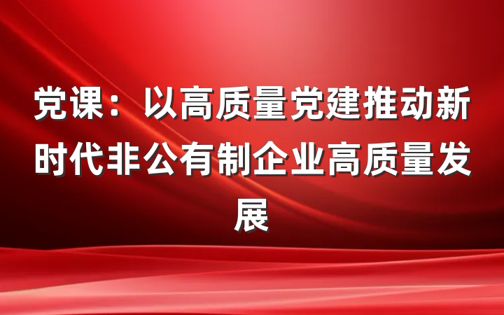 党课：以高质量党建推动新时代非公有制企业高质量发展