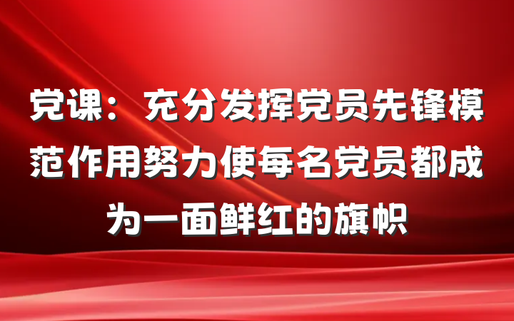 党课：充分发挥党员先锋模范作用努力使每名党员都成为一面鲜红的旗帜