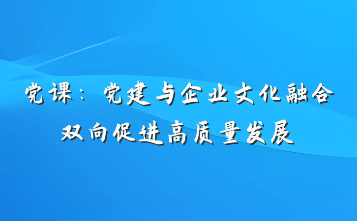 党课：党建与企业文化融合双向促进高质量发展
