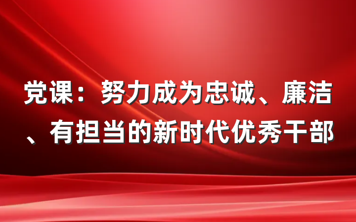 党课：努力成为忠诚、廉洁、有担当的新时代优秀干部