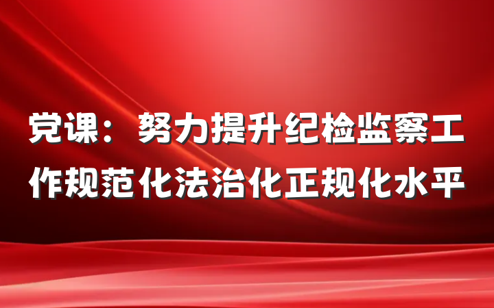 党课：努力提升纪检监察工作规范化法治化正规化水平
