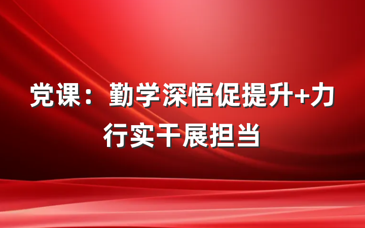 党课：勤学深悟促提升 力行实干展担当