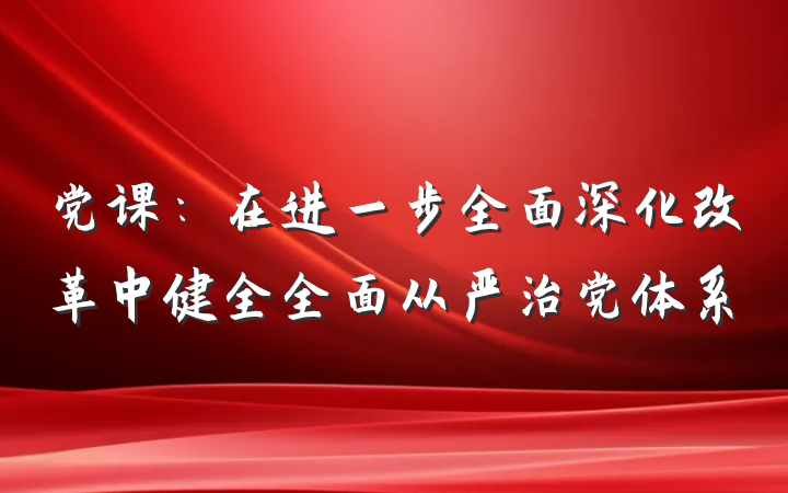 党课：在进一步全面深化改革中健全全面从严治党体系
