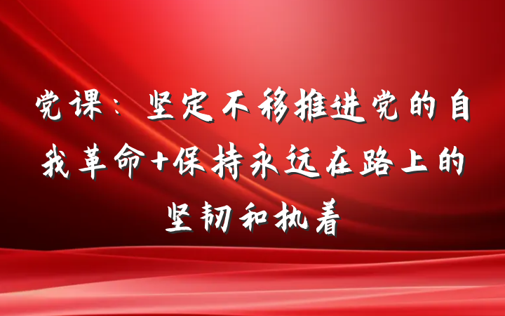 党课：坚定不移推进党的自我革命 保持永远在路上的坚韧和执着