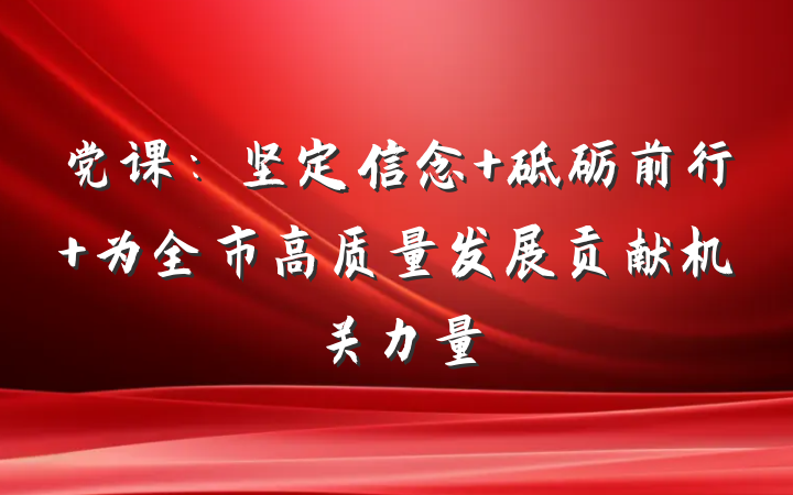 党课：坚定信念 砥砺前行 为全市高质量发展贡献机关力量
