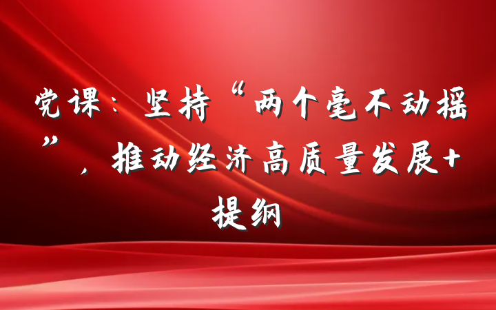 党课：坚持“两个毫不动摇”，推动经济高质量发展 提纲