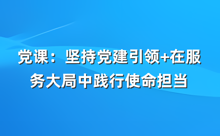 党课：坚持党建引领 在服务大局中践行使命担当