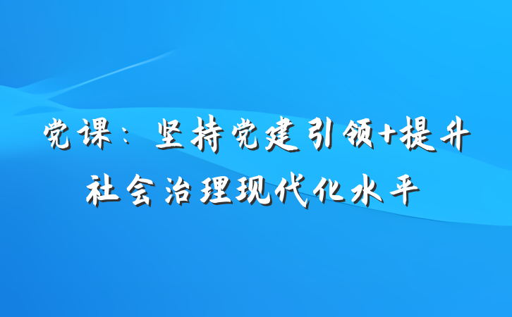 党课：坚持党建引领 提升社会治理现代化水平