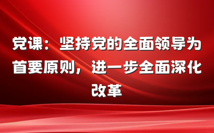 党课：坚持党的全面领导为首要原则，进一步全面深化改革