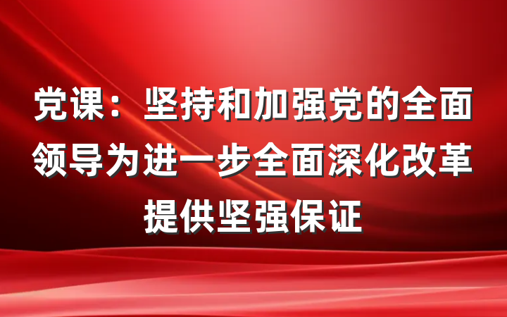 党课：坚持和加强党的全面领导为进一步全面深化改革提供坚强保证
