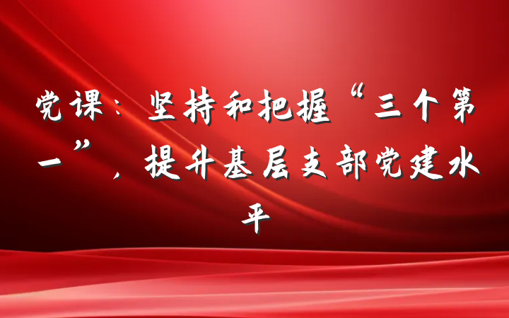党课：坚持和把握“三个第一”，提升基层支部党建水平