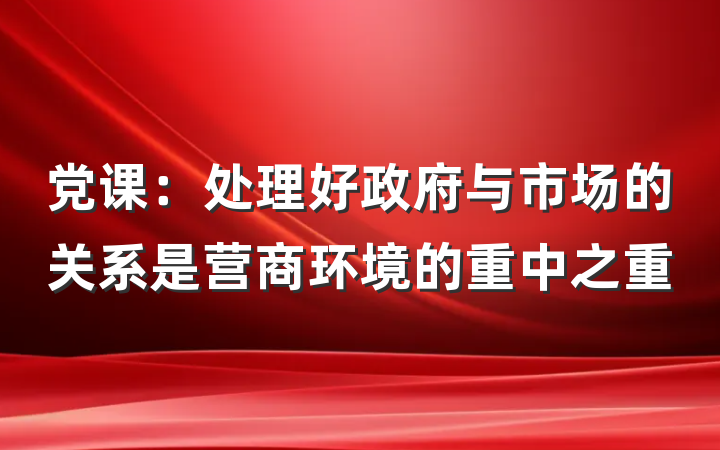 党课：处理好政府与市场的关系是营商环境的重中之重