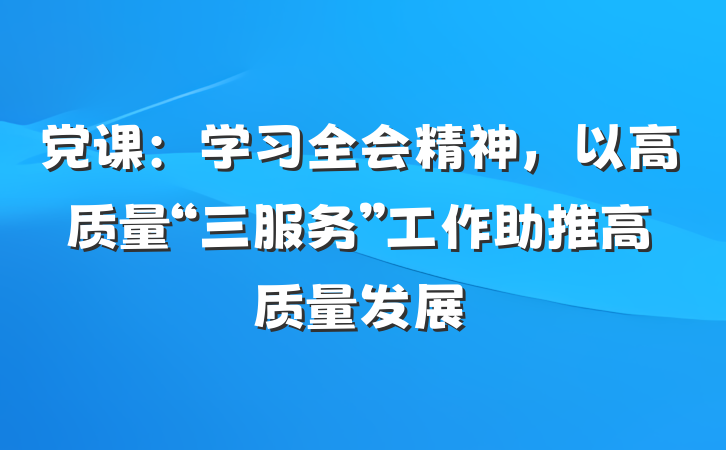 党课：学习全会精神，以高质量“三服务”工作助推高质量发展