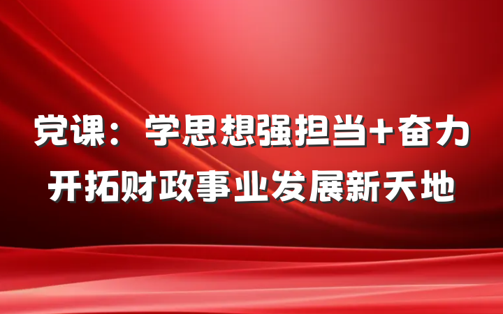 党课：学思想强担当 奋力开拓财政事业发展新天地