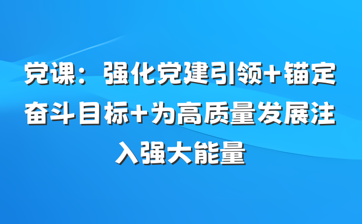 党课：强化党建引领 锚定奋斗目标 为高质量发展注入强大能量