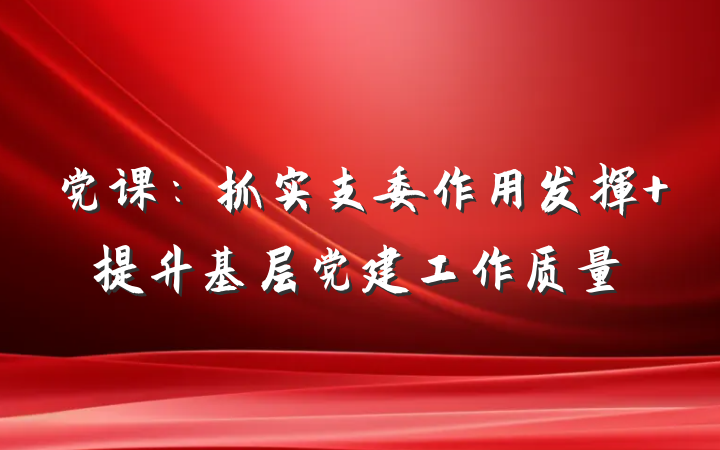 党课：抓实支委作用发挥 提升基层党建工作质量