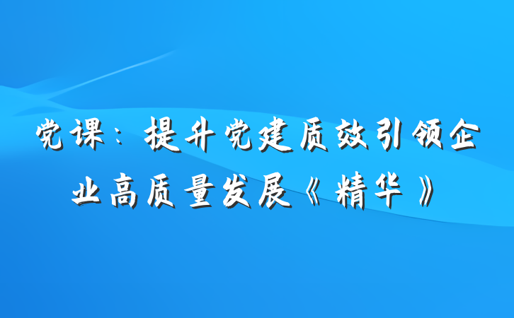 党课：提升党建质效引领企业高质量发展《精华》