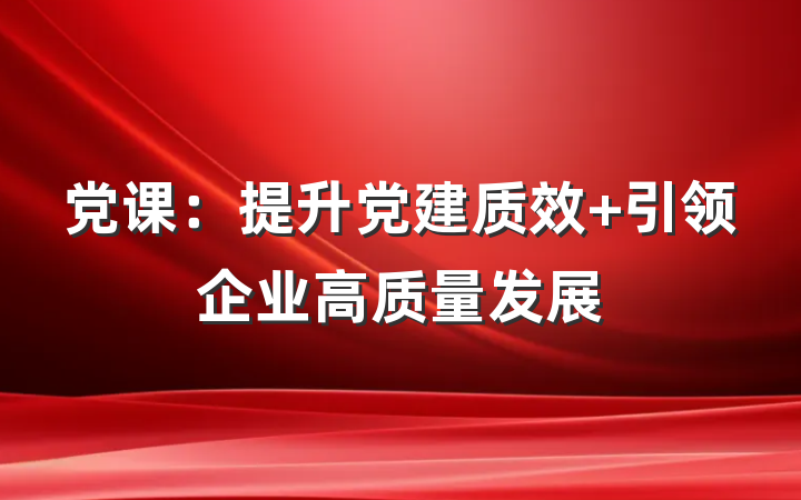 党课：提升党建质效 引领企业高质量发展