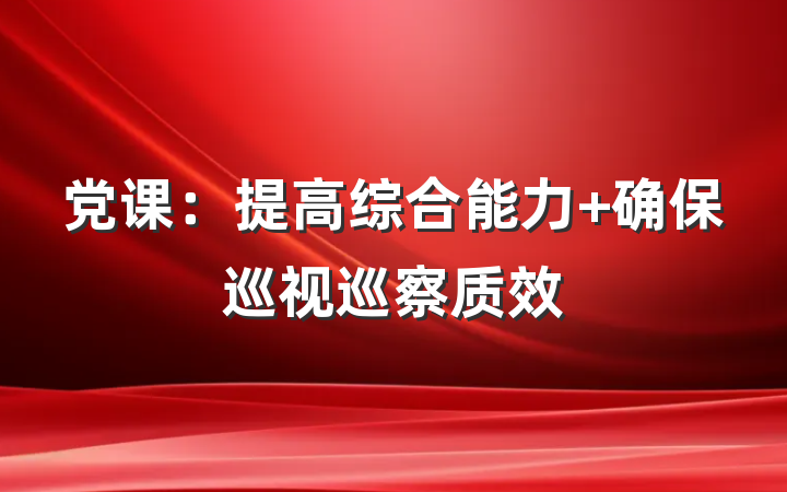 党课：提高综合能力 确保巡视巡察质效