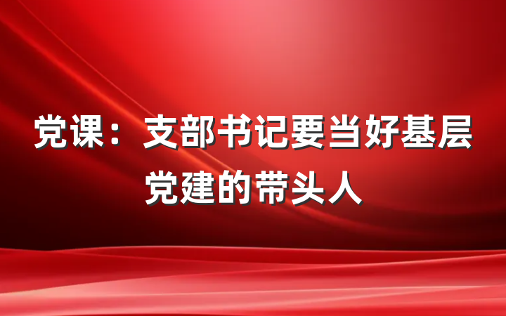 党课：支部书记要当好基层党建的带头人