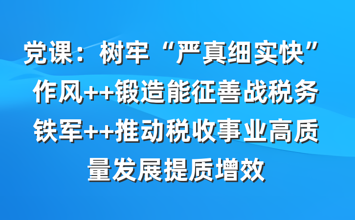 党课：树牢“严真细实快”作风  锻造能征善战税务铁军  推动税收事业高质量发展提质增效