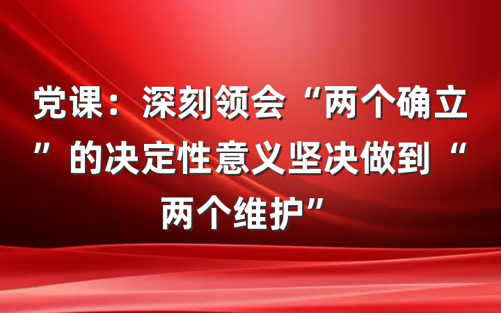 党课：深刻领会“两个确立”的决定性意义坚决做到“两个维护”
