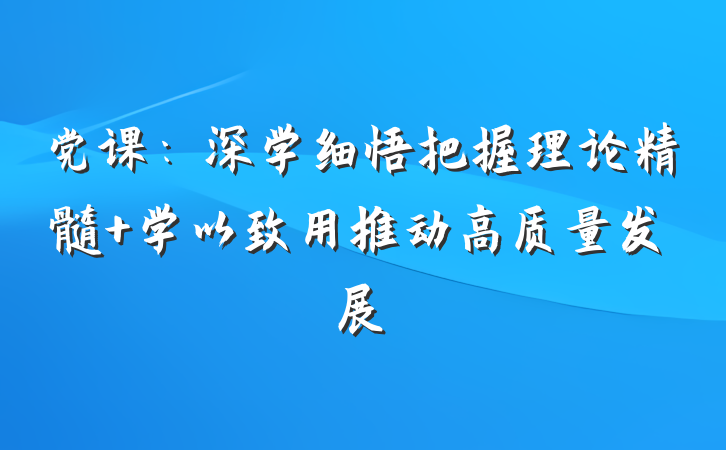 党课：深学细悟把握理论精髓 学以致用推动高质量发展