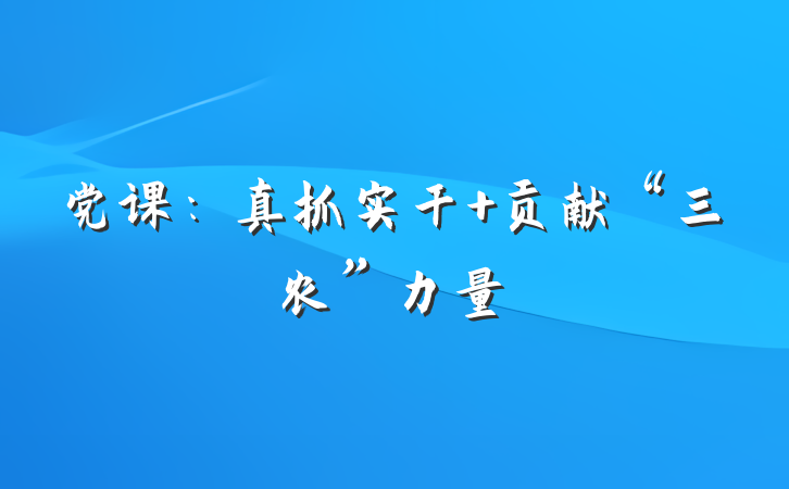党课：真抓实干 贡献“三农”力量