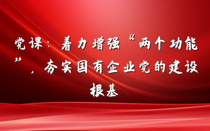 党课：着力增强“两个功能”，夯实国有企业党的建设根基