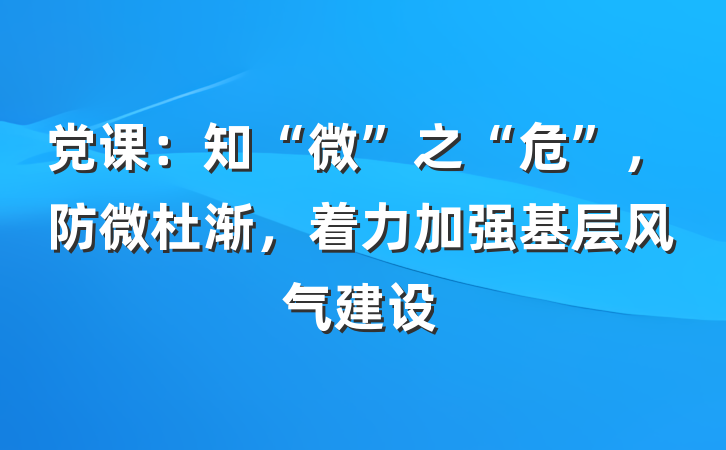 党课：知“微”之“危”，防微杜渐，着力加强基层风气建设