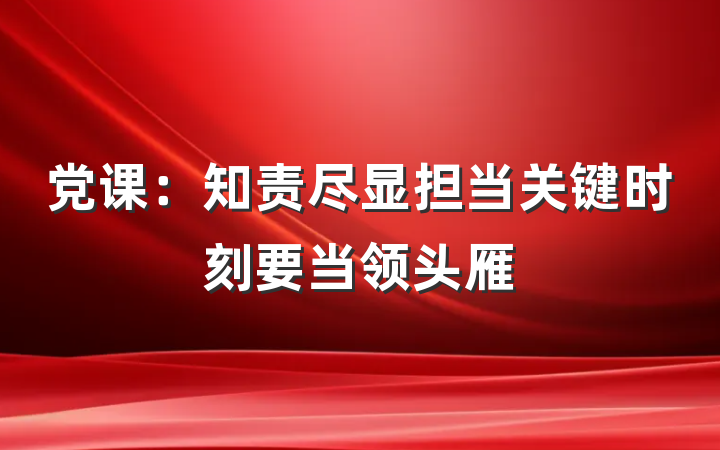 党课：知责尽显担当关键时刻要当领头雁
