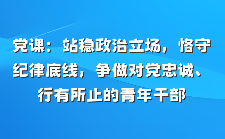 党课：站稳政治立场，恪守纪律底线，争做对党忠诚、行有所止的青年干部