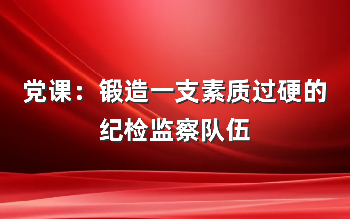 党课：锻造一支素质过硬的纪检监察队伍